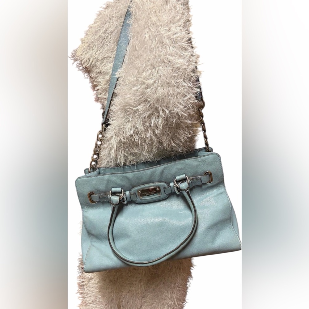 Michael Kors Hamilton Powder Blue Leather Top Handle Large Tote Bag - Picture 2 of 12